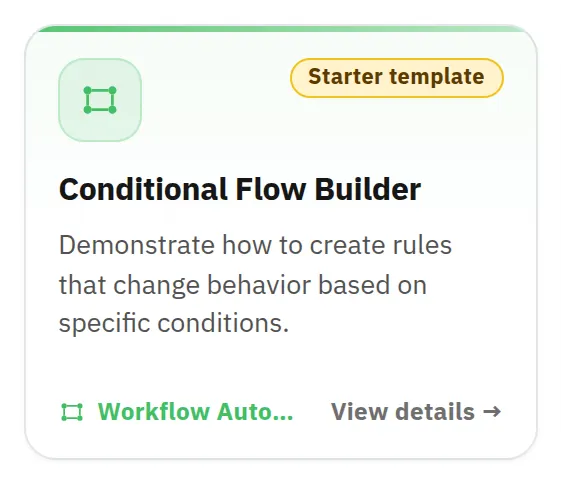 Marketplace card: Conditional Flow Builder