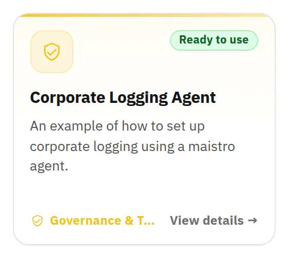 Marketplace card: Corporate Logging Agent