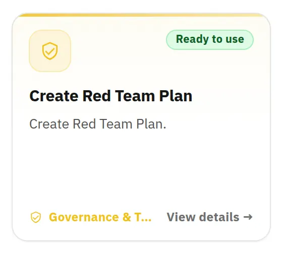 Marketplace card: Create Red Team Plan