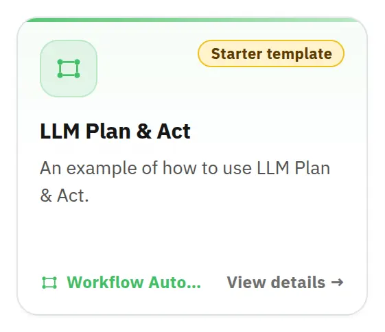 Marketplace card: LLM Plan & Act