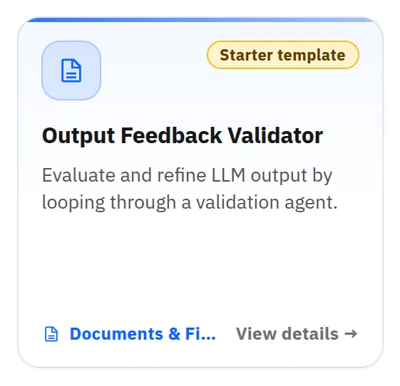 Marketplace card: Output Feedback Validator